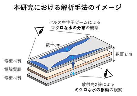 自動車向け燃料電池内部の水の挙動を解明<br />ｰ 中性子と放射光による観察に世界で初めて成功 -