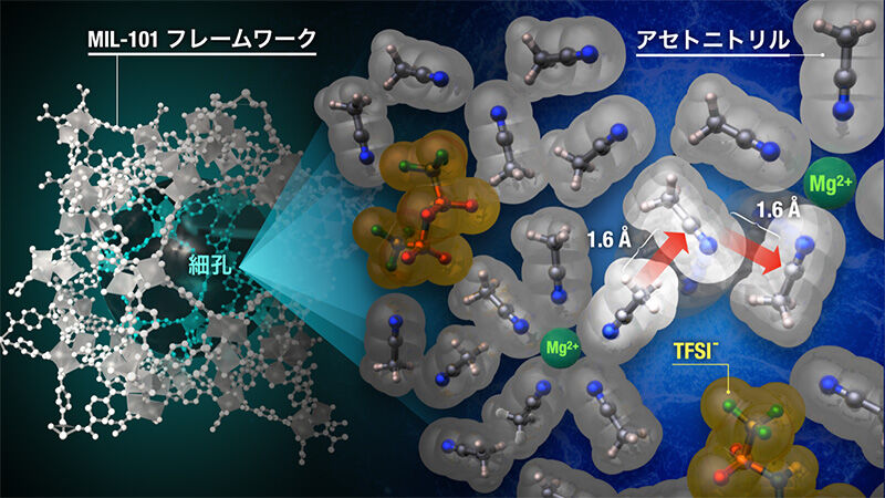 金属－有機構造体におけるMg<sup>2+</sup>伝導機構の実験的裏付け<br>- ミクロな分子運動とマクロなイオン伝導の関係 -